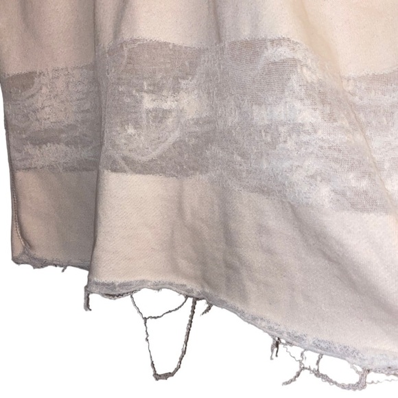 IRO Jeans Boho Distressed Raw Edge/Hem Cap Sleeve Sweatshirt Short Sleeve Top L - Picture 7 of 13